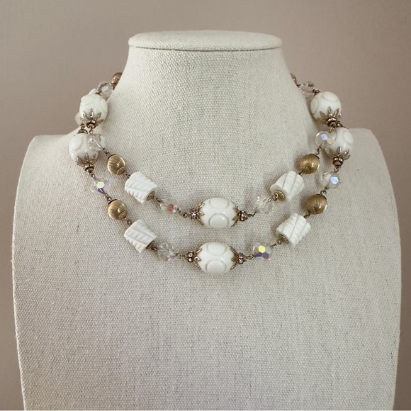 Rare Vintage Vendome Coro White & Gold Necklace - Picture 4 of 6